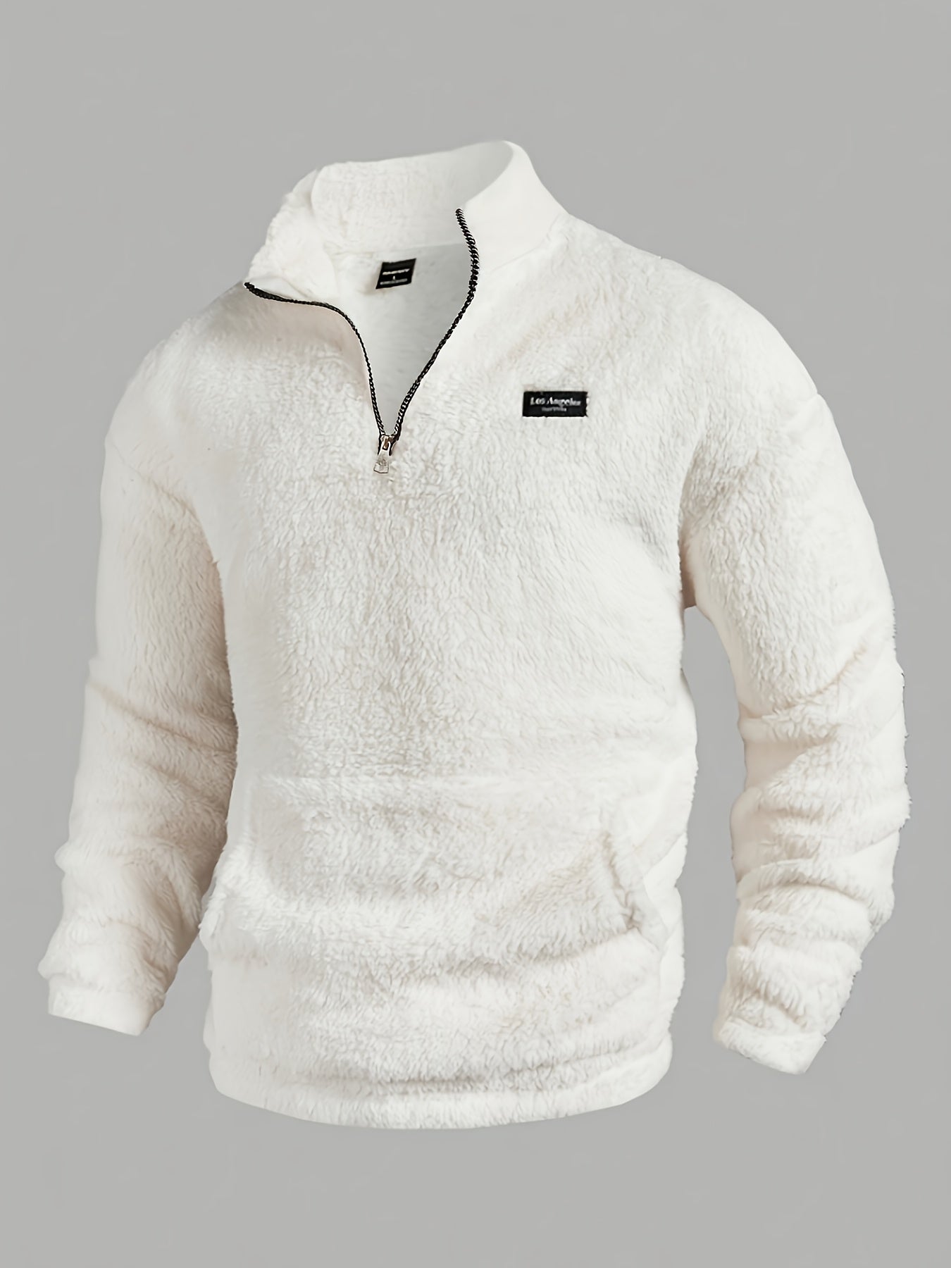 Men's Fleece Half-Zip Pullover - Stand Collar Sweatshirt