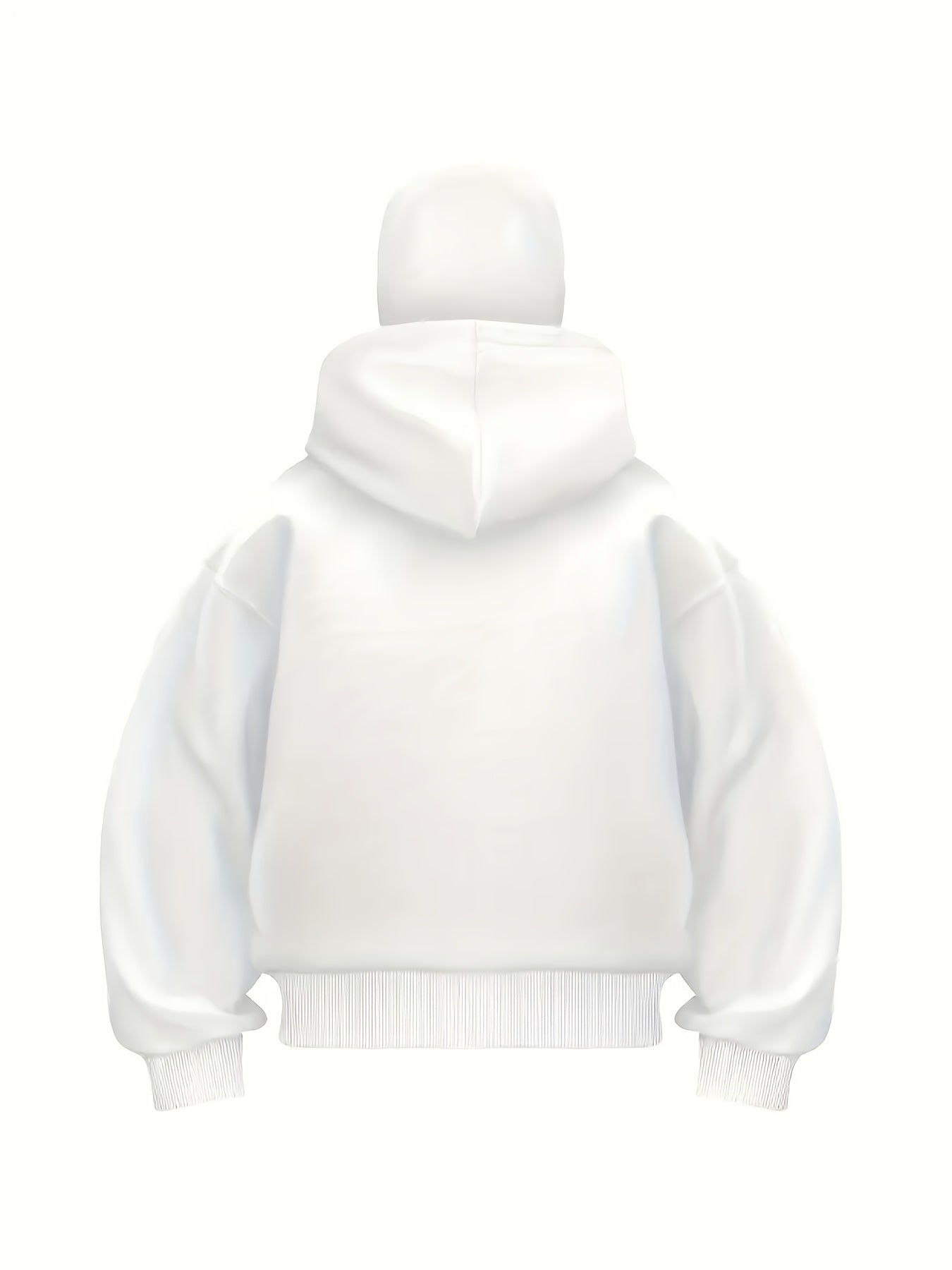 Men's Gothic Full-Zip Hooded Jacket with Detachable Mask - White Geometric Zipper Cardigan Coat, Machine Washable, Casual & Formal Wear, Hooded Collar & Face Cover for Privacy, Loose Fit Outerwear